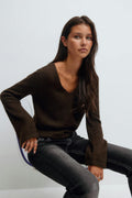 14+ v-neck knitted sweater - Marron