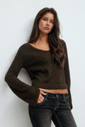 14+ v-neck knitted sweater - Marron