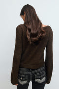 14+ v-neck knitted sweater - Marron