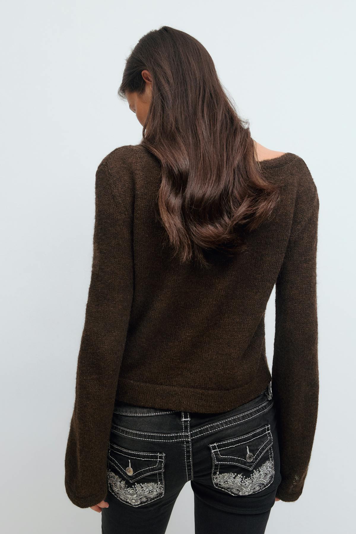 14+ v-neck knitted sweater - Marron