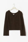 14+ v-neck knitted sweater - Marron