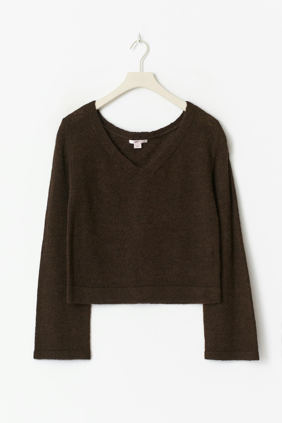 14+ v-neck knitted sweater - Marron