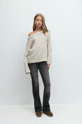 Y oversized knitted sweater - Oat melange