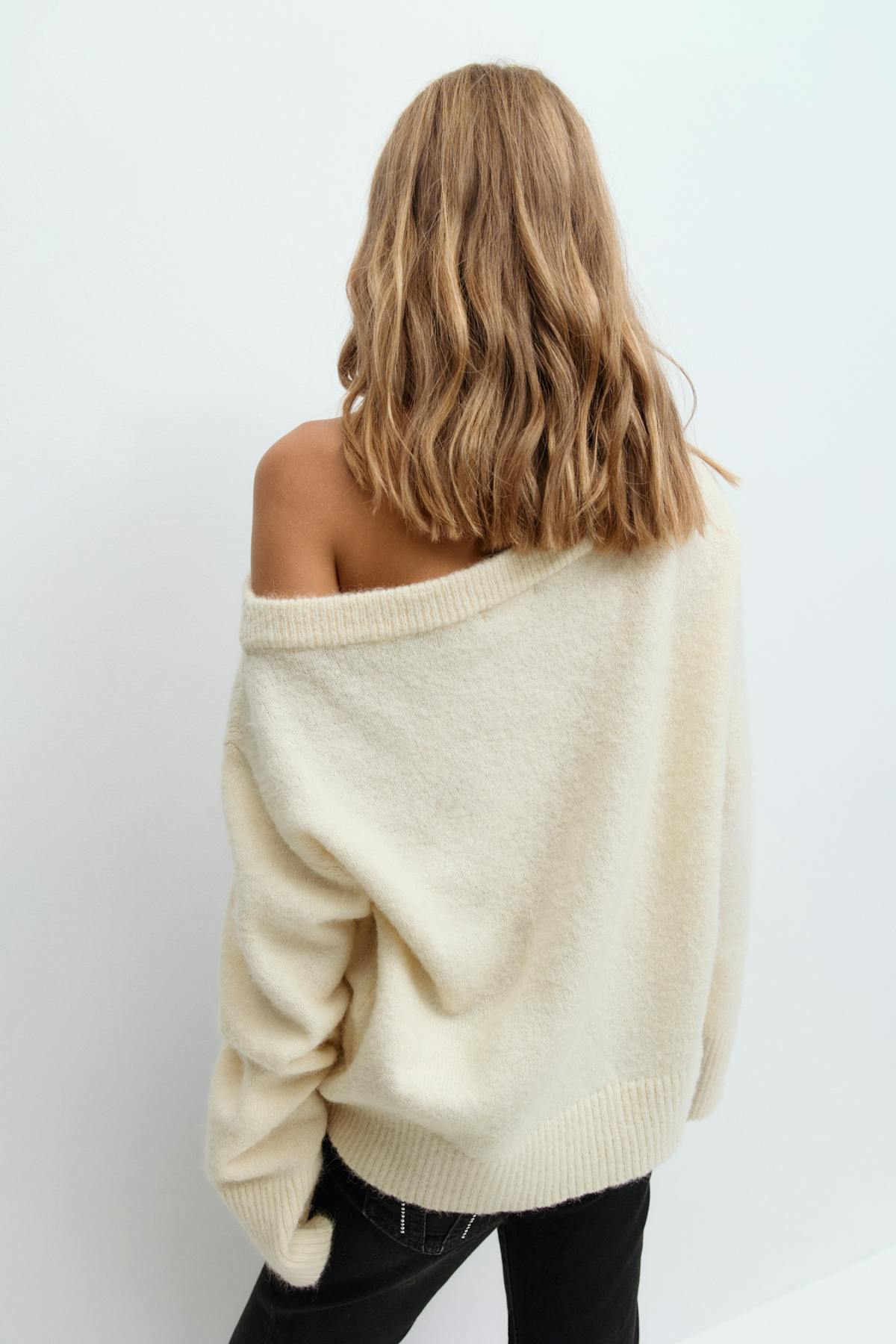 Y oversized knitted sweater - Vanilla yellow
