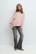 Y oversized knitted sweater - Soft pink