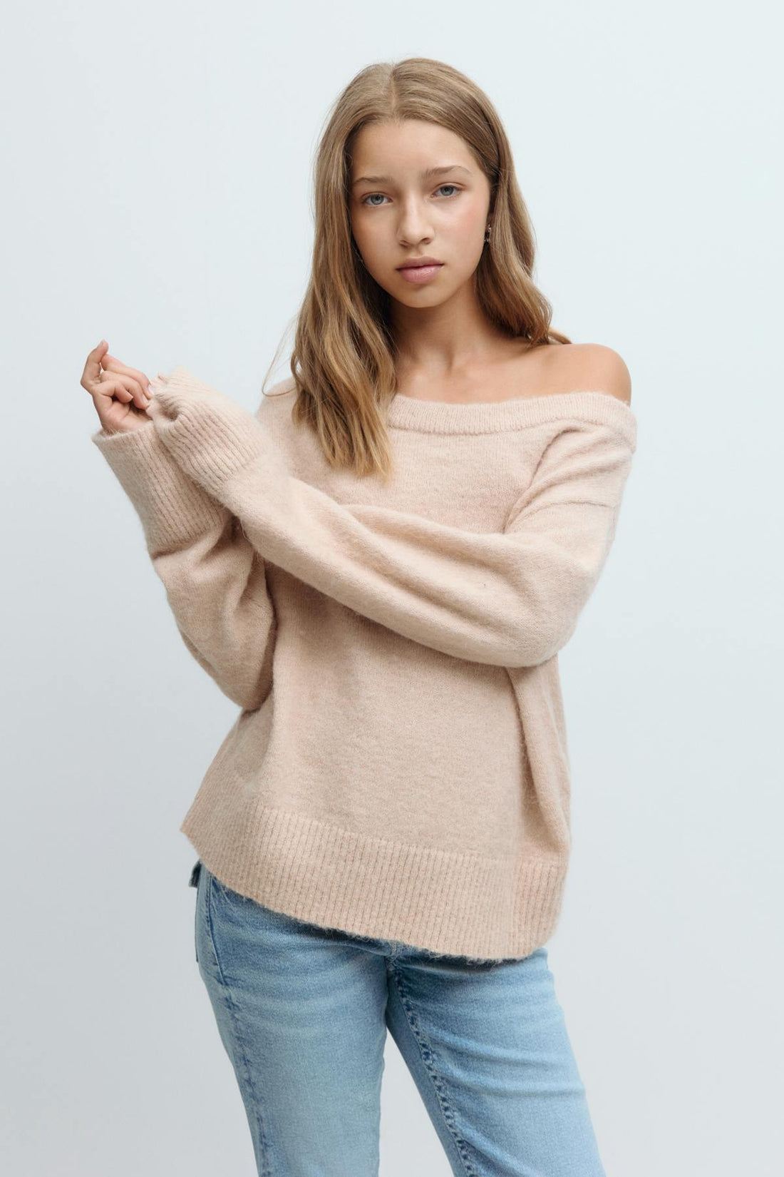 Y oversized knitted sweater - Beige foncé