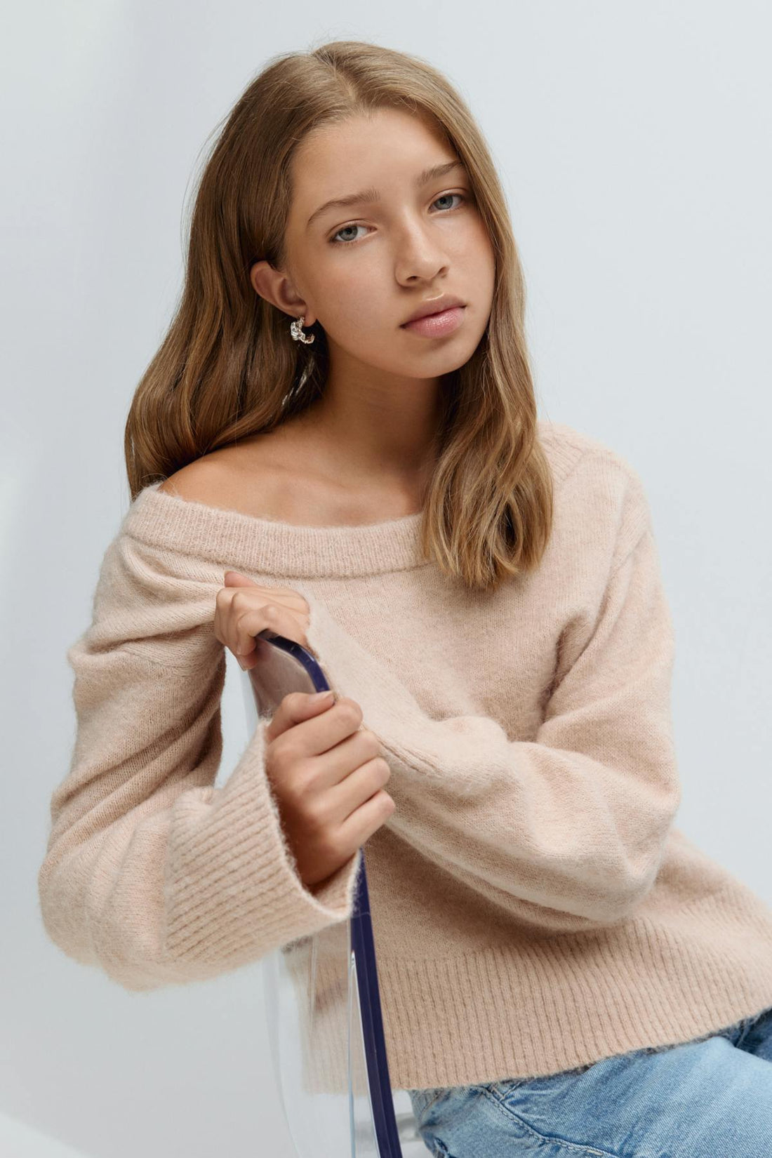 Y oversized knitted sweater - Beige foncé