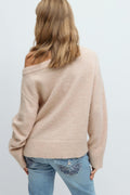 Y oversized knitted sweater - Beige foncé