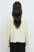 Folded sleeve knitted sweater - Forest green