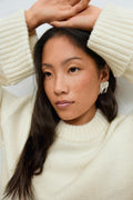 Folded sleeve knitted sweater - Forest green