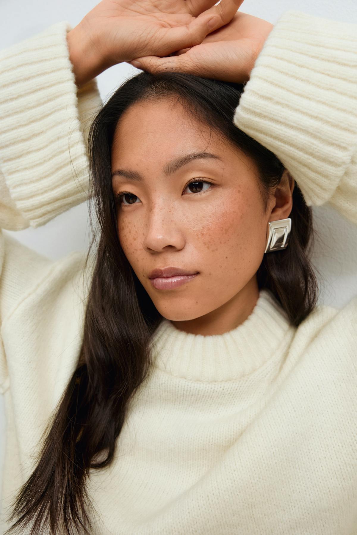Folded sleeve knitted sweater - Forest green