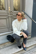 Folded sleeve knitted sweater - Forest green