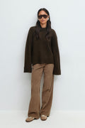 Folded sleeve knitted sweater - Gardenia