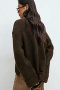 Folded sleeve knitted sweater - Gardenia