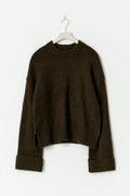 Folded sleeve knitted sweater - Gardenia