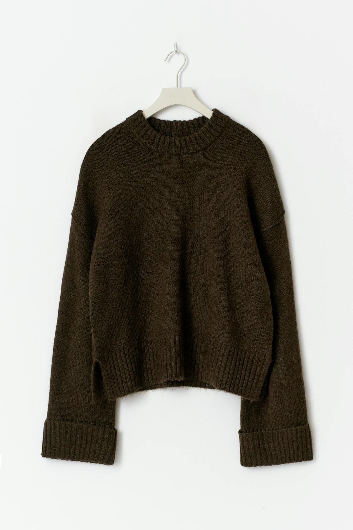 Folded sleeve knitted sweater - Gardenia