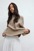 Folded sleeve knitted sweater - Noir