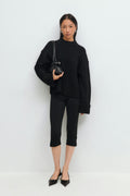 Folded sleeve knitted sweater - Noir