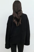 Folded sleeve knitted sweater - Noir