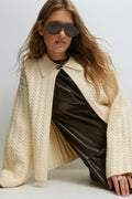 Cable knitted cardigan - Crème