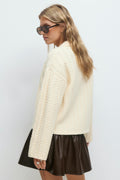 Cable knitted cardigan - Crème