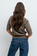 Short sleeve knit collar top - Falcon