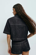 Rhinestone denim shirt - Rinse