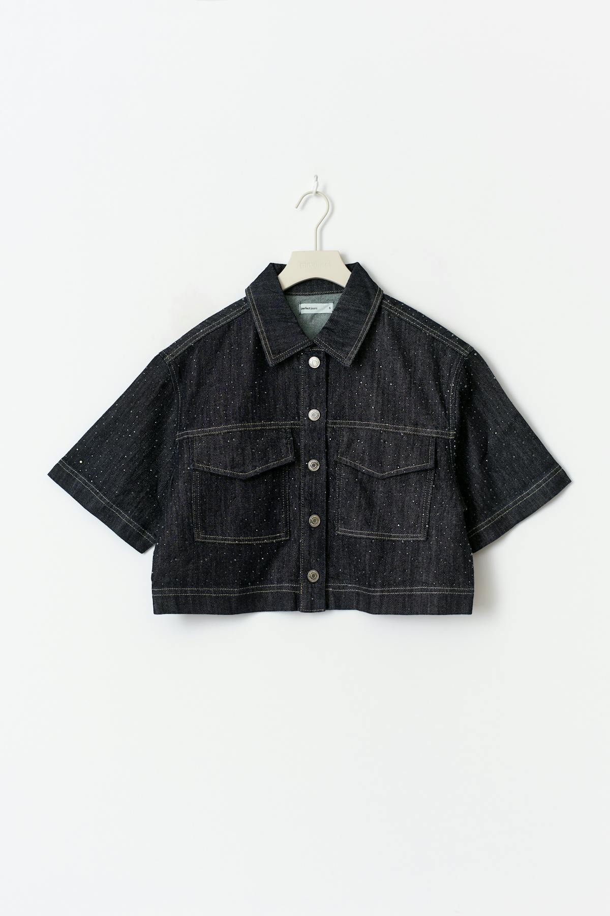 Rhinestone denim shirt - Rinse