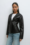 Sculpted pu blazer - Noir