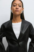 Sculpted pu blazer - Noir