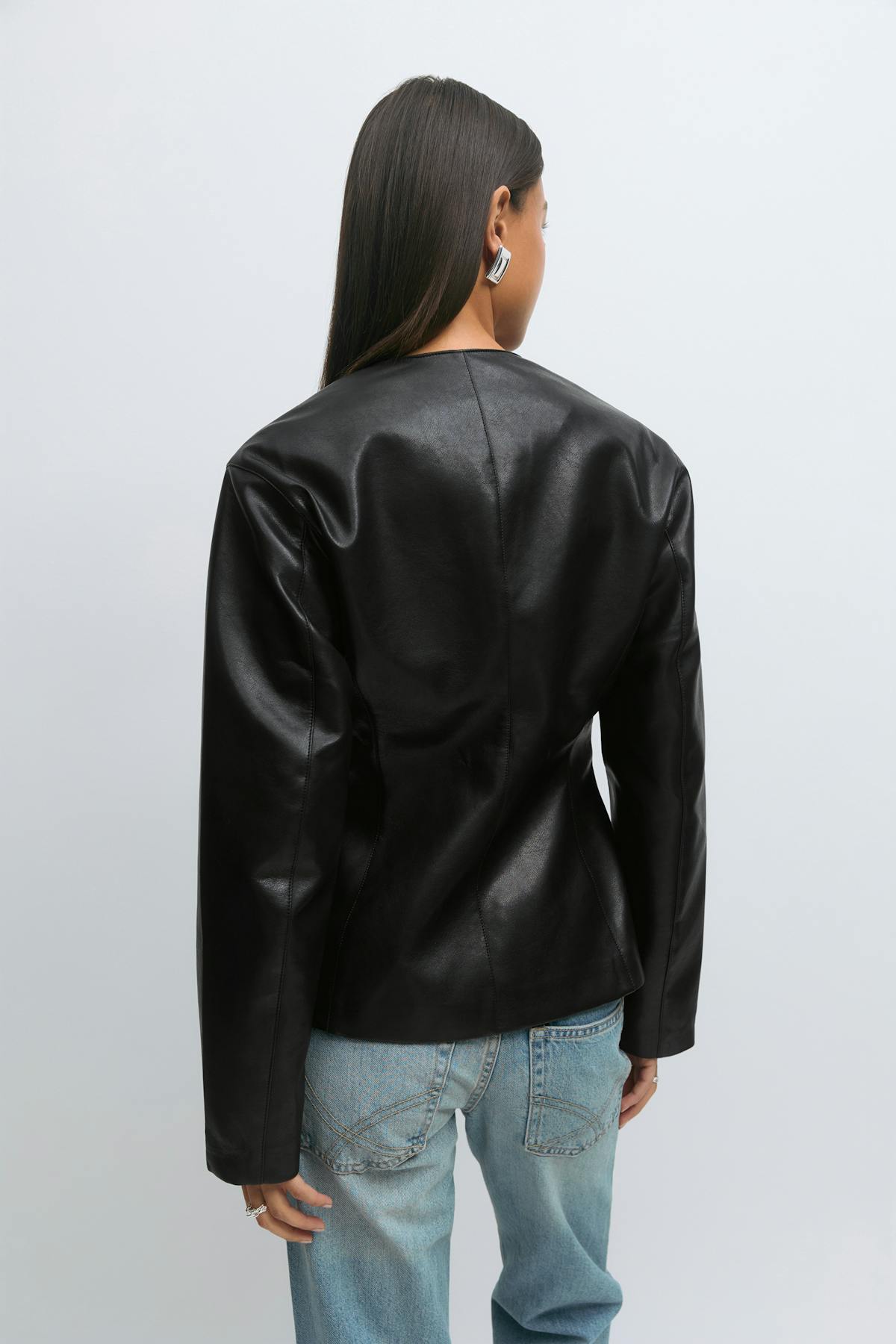 Sculpted pu blazer - Noir