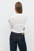 Sheer collar top - Blanc cassé