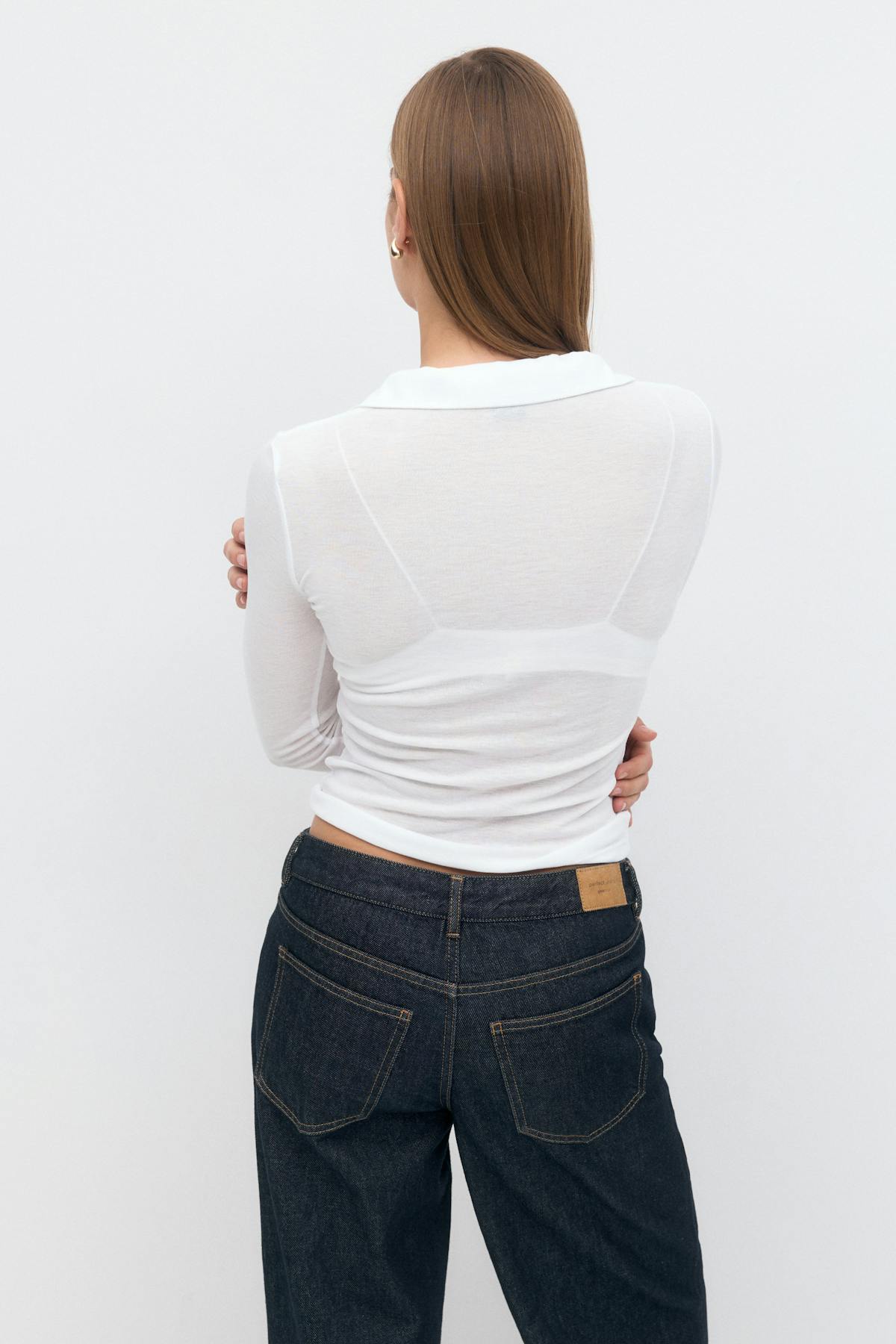 Sheer collar top - Blanc cassé