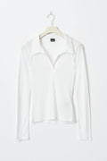 Sheer collar top - Blanc cassé