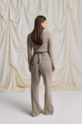 Knitted loungewear trousers - Brown melange