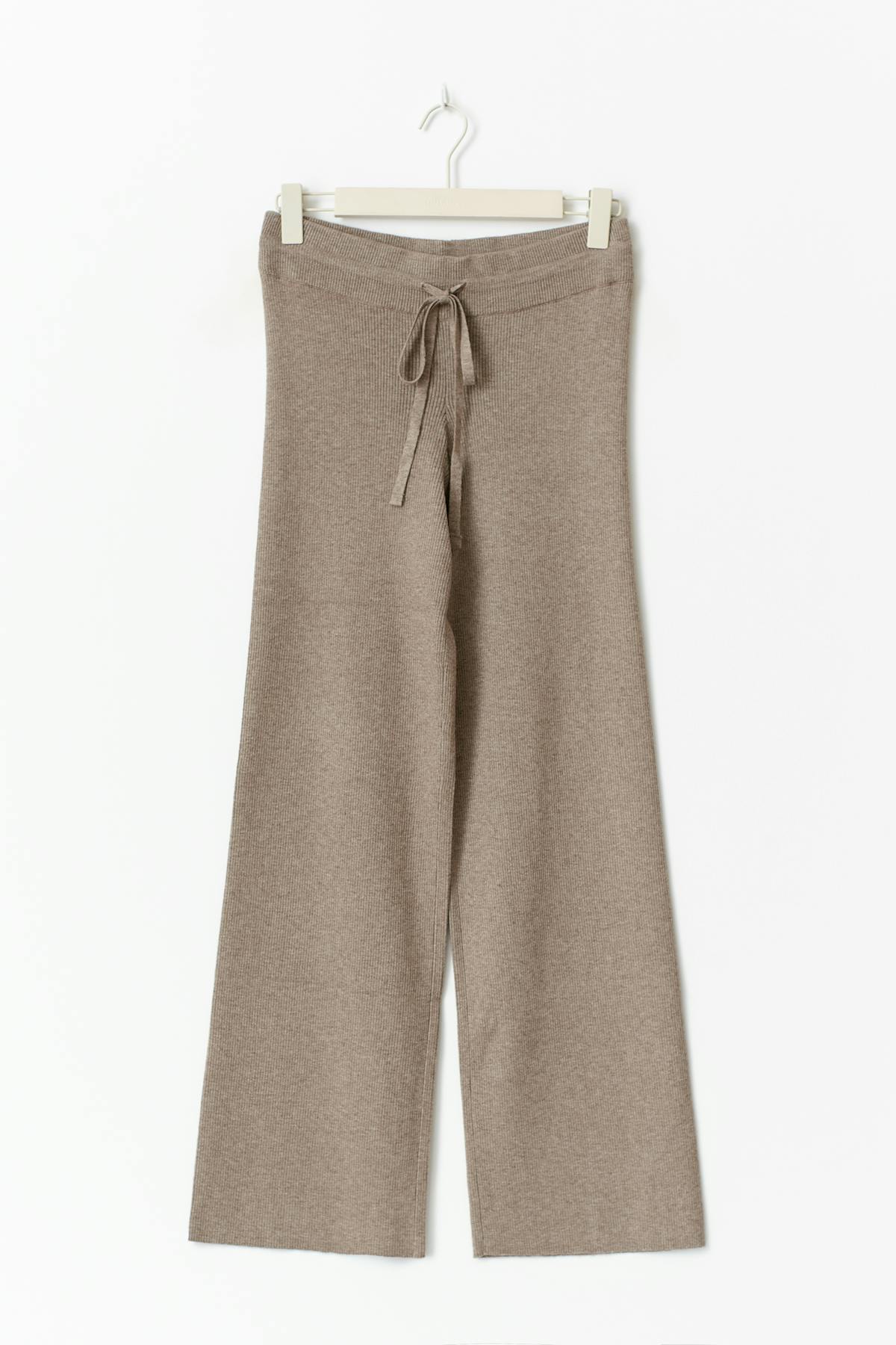 Knitted loungewear trousers - Brown melange