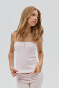 Y knitted tube top - Rose clair