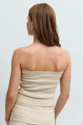 Y knitted tube top - Beige clair