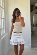 Y knitted tube top - Beige clair