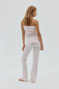 Y knitted folded down pants - Rose clair