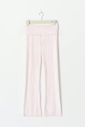 Y knitted folded down pants - Rose clair
