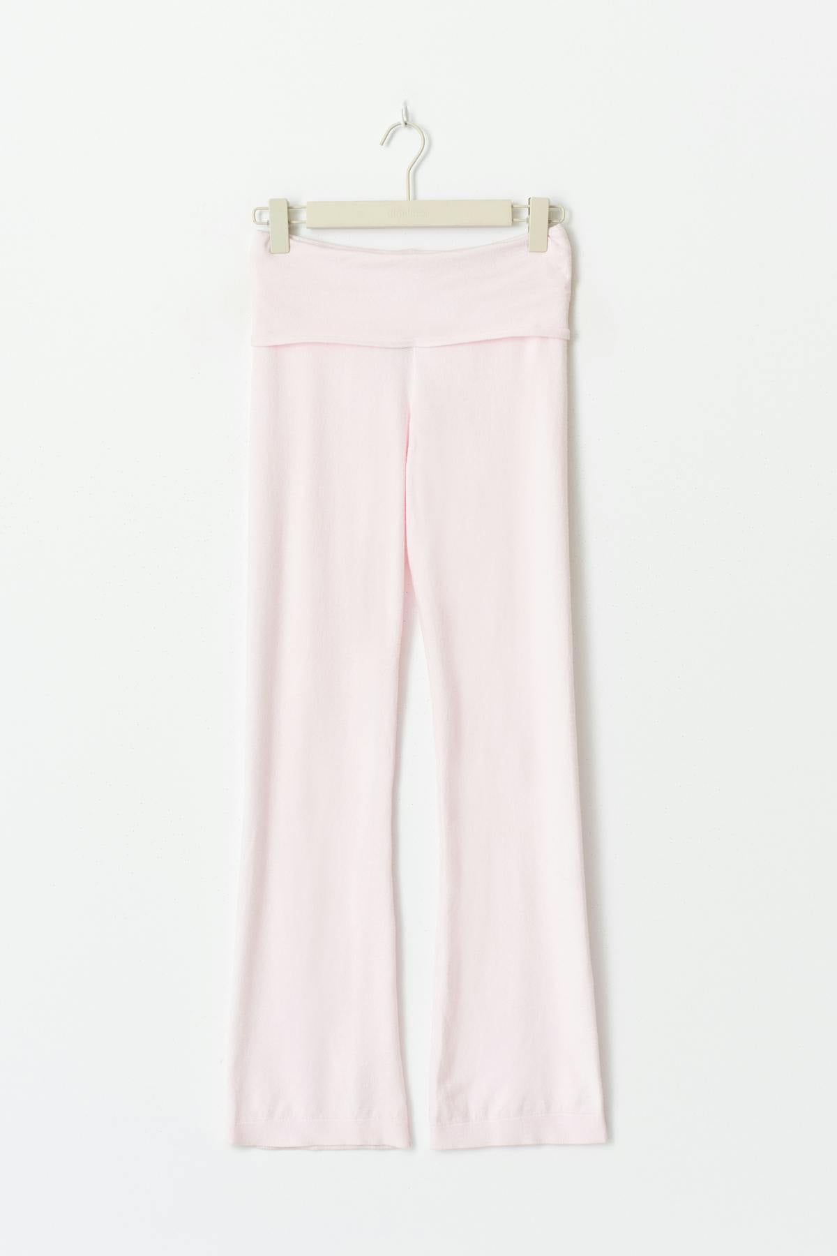 Y knitted folded down pants - Rose clair