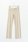 Y knitted folded down pants - Beige clair