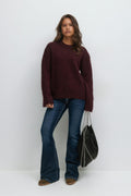Y oversized knitted sweater - Bordeaux foncé