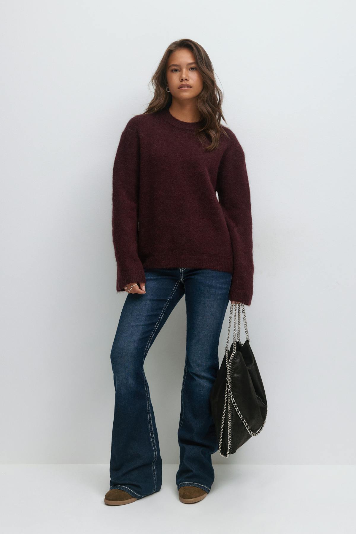 Y oversized knitted sweater - Bordeaux foncé
