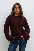 Y oversized knitted sweater - Bordeaux foncé