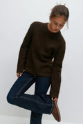 Y oversized knitted sweater - Chocolate brown