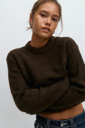 Y oversized knitted sweater - Chocolate brown