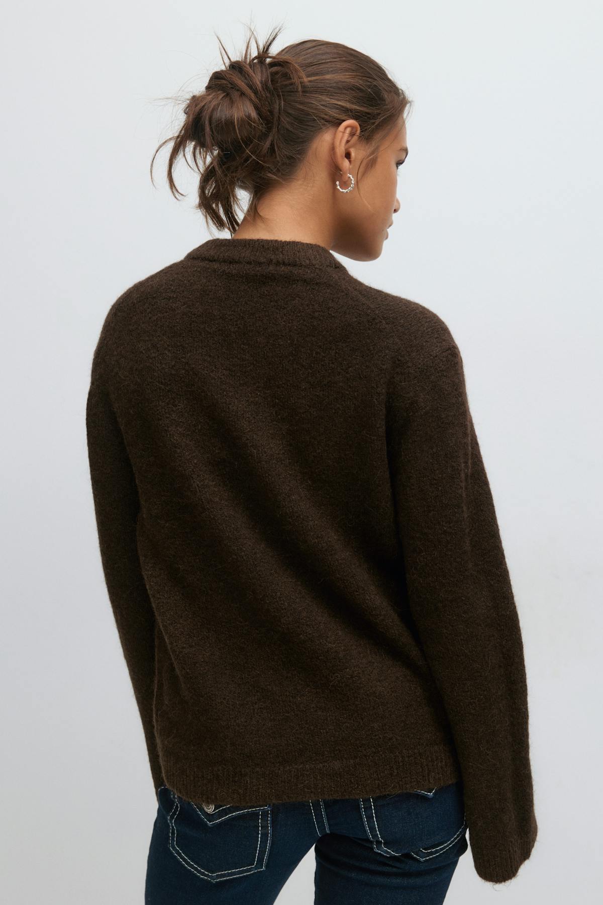 Y oversized knitted sweater - Chocolate brown