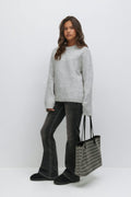 Y oversized knitted sweater - Lt grey melange